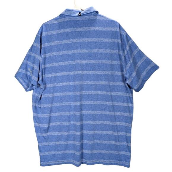 Puma Shirt Mens 2XL XXL Golf Polo Blue White Stripe Big Creek Branson Dry Cell - Picture 2 of 9